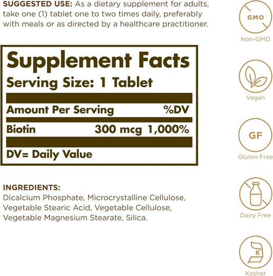 Solgar Biotin 300 mcg 100 tabletas
