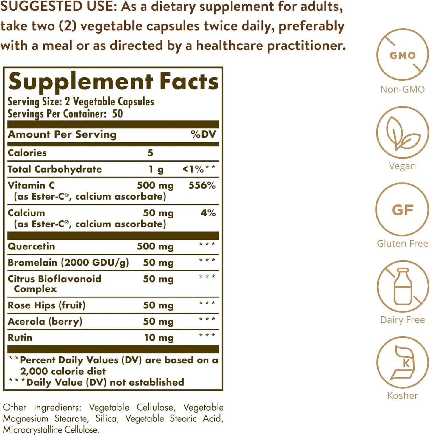 Solgar Quercetin Complex with Ester-C Plus 50 Vegetable Capsulas