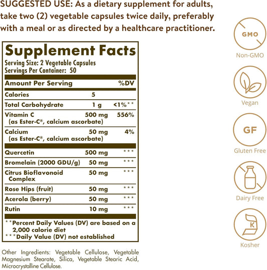 Solgar Quercetin Complex with Ester-C Plus 50 Vegetable Capsulas