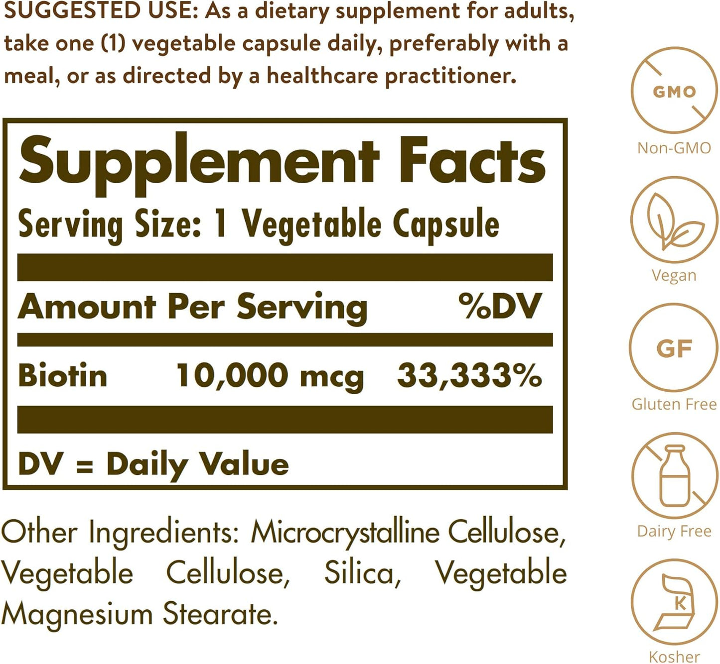 Suplemento Solgar Biotina 10,000 Mcg X 60