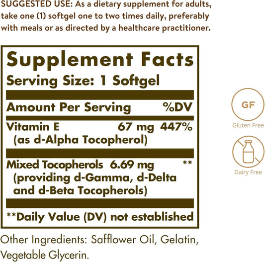 Solgar Vitamina E 67 mg 100 Capsulas