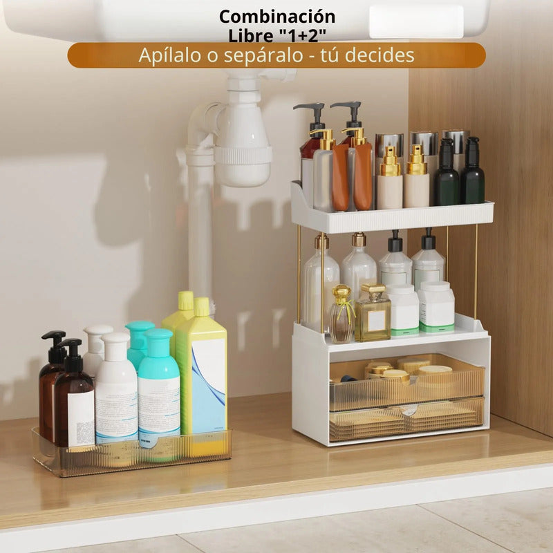 Organizador De Maquillaje 3 Cajones 5 Niveles Para Baño Ámbar