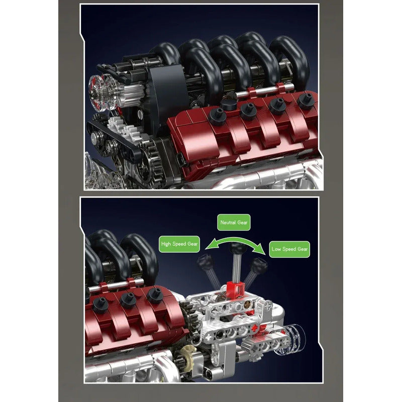 Motor V8 Mould King 10227 787 Piezas Ensamblaje