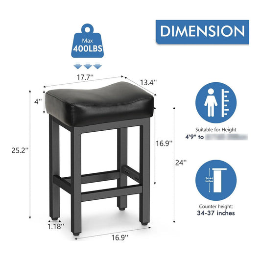 Taburetes De Bar Modernos Altura 60 Cm Cuero Sintético Negro Acabado De La Estructura Color Del Asiento