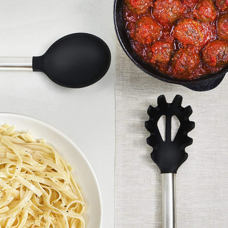 Juego De Utensilios De Cocina De Silicona 33 Piezas Antiadhe Negro