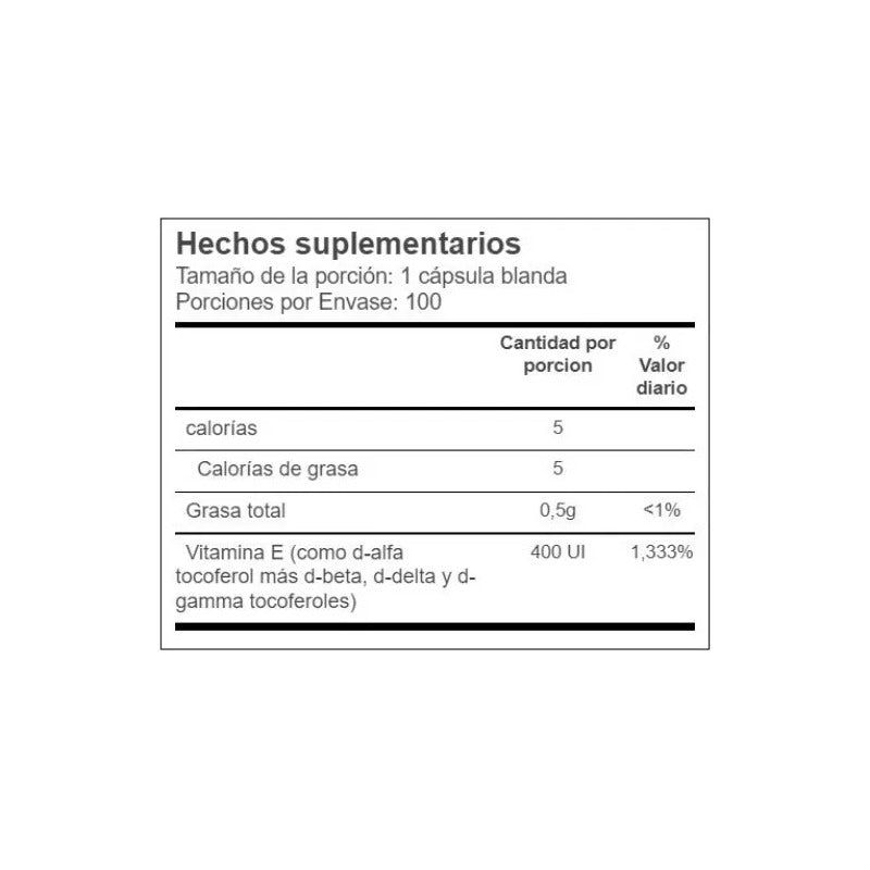 Solgar Vitamina E D-alfa D-beta D-delta 400 Ui 100 Caps N/a