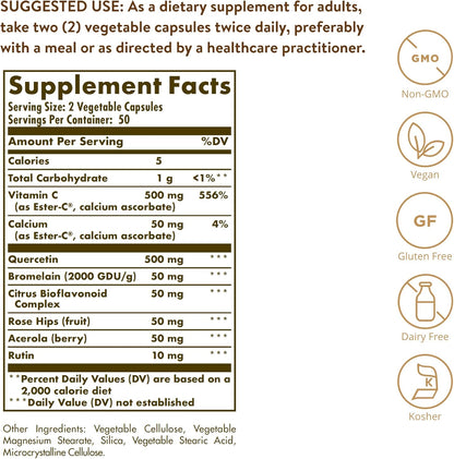 Solgar Quercetin Complex with Ester-C Plus 50 Vegetable Capsulas