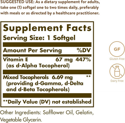 Solgar Vitamina E 67 mg 100 Capsulas