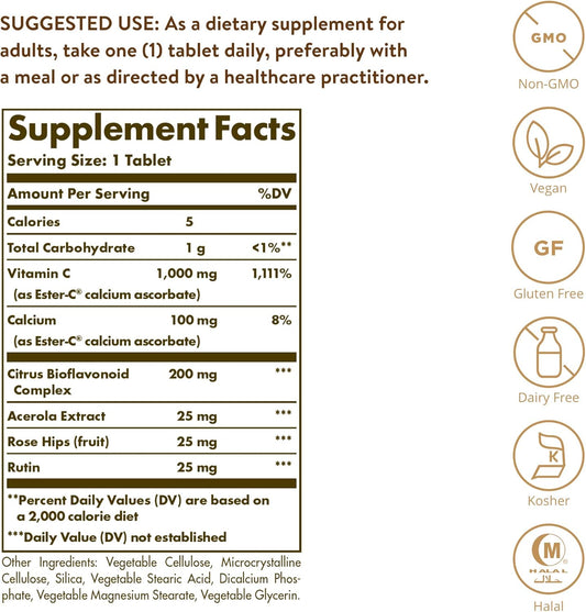 Solgar Ester-C Plus Vitamina C 1000 mg - 60 Tabletas