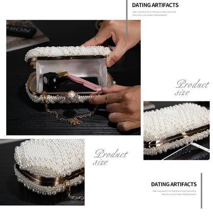 Bolso de mano con perlas para fiesta de banquete a la moda para mujer