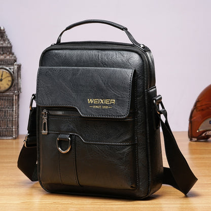 WEIXIER 8642 Bolso bandolera de cuero PU retro de negocios para hombre, 26 x 22 x 8cm