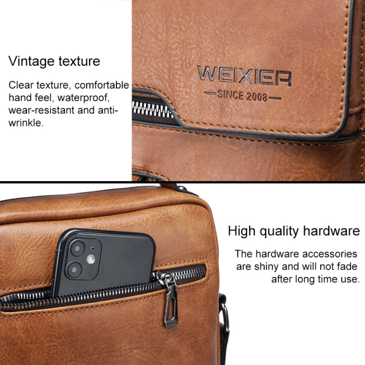 WEIXIER 8642 Bolso bandolera de cuero PU retro de negocios para hombre, 26 x 22 x 8cm
