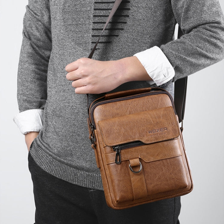 WEIXIER 8642 Bolso bandolera de cuero PU retro de negocios para hombre, 26 x 22 x 8cm