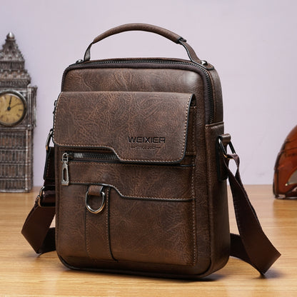 WEIXIER 8642 Bolso bandolera de cuero PU retro de negocios para hombre, 26 x 22 x 8cm