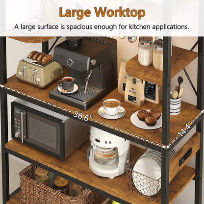 Estante De Cocina 5 Niveles Con Luz Led Y Enchufe Rústico Rustic Brown