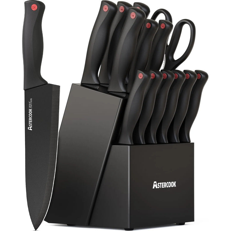 Juego De Cuchillos De Cocina 15 Piezas Con Bloque Negro Acer Negro