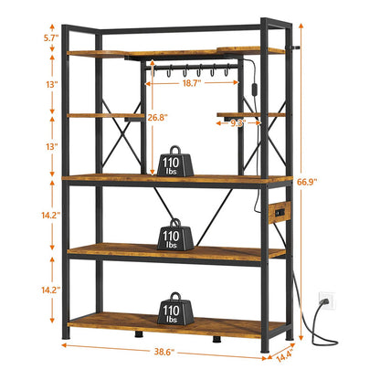 Estante De Cocina 5 Niveles Con Luz Led Y Enchufe Rústico Rustic Brown