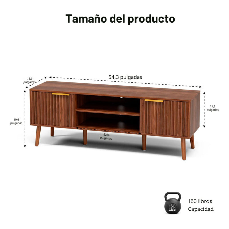 Soporte De Tv Moderno Para Sala Con Estantes Y Cajones 65 Pu Nogal