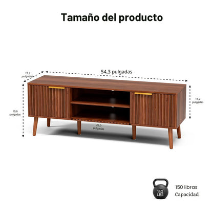 Soporte De Tv Moderno Para Sala Con Estantes Y Cajones 65 Pu Nogal