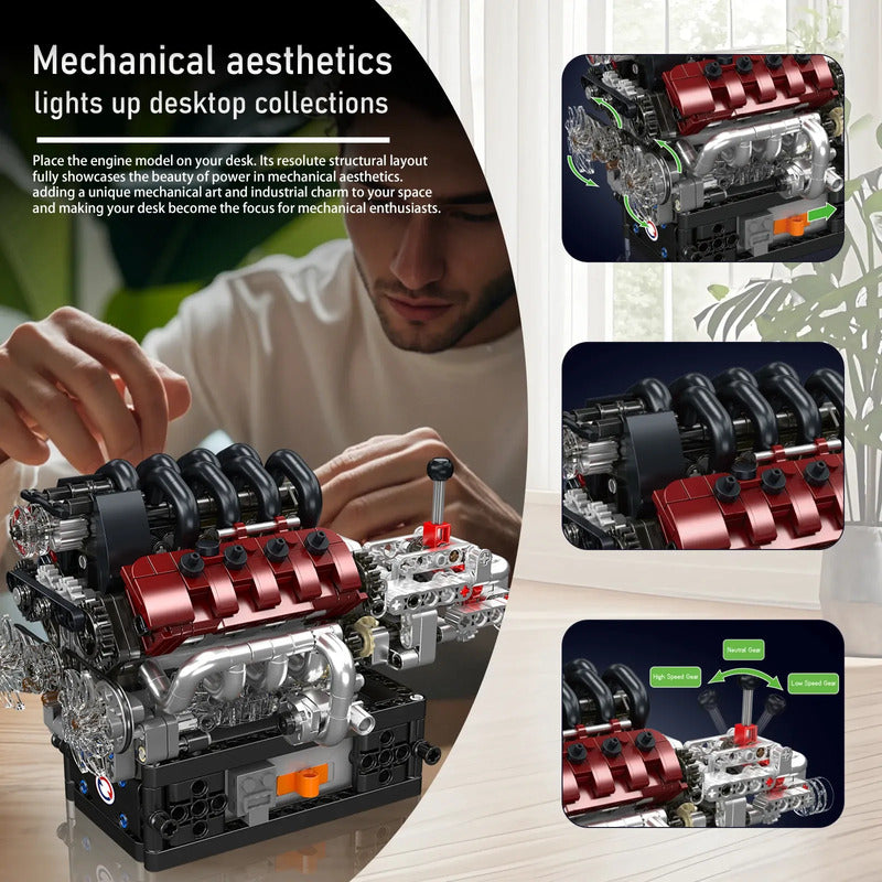 Motor V8 Mould King 10227 787 Piezas Ensamblaje