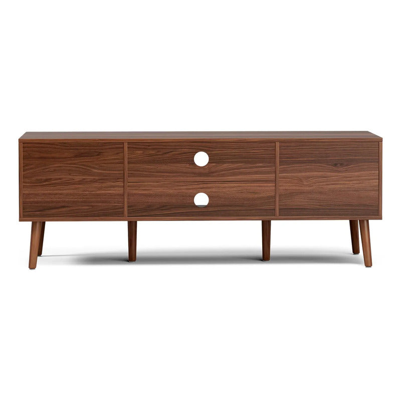 Soporte De Tv Moderno Para Sala Con Estantes Y Cajones 65 Pu Nogal