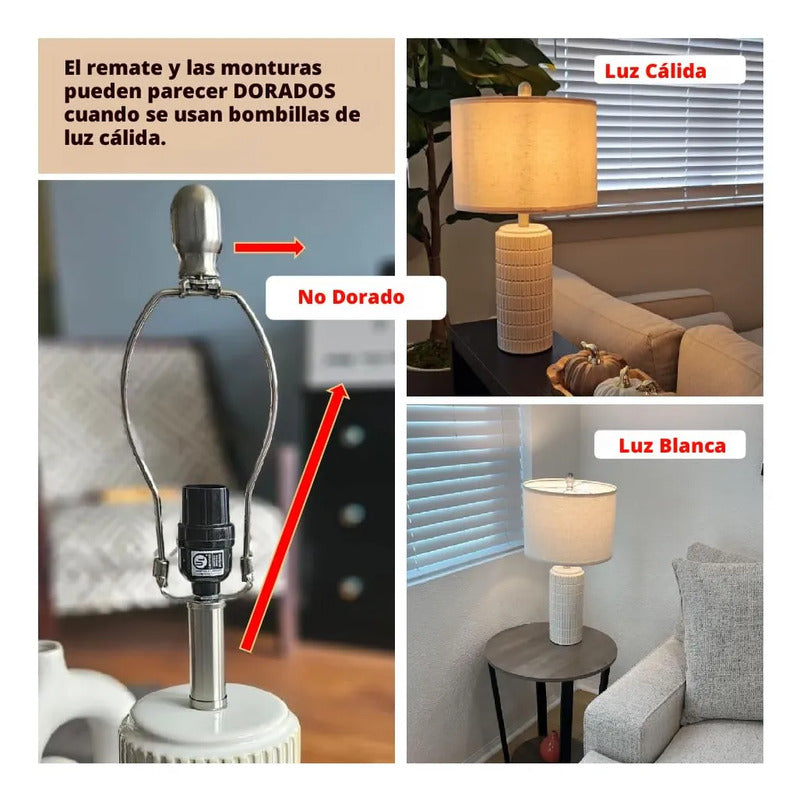 Juego De 2 Lámparas De Mesa Cerámica Modernas 58 Cm Blancas Color De La Estructura Color De La Pantalla 127 Voltios (ca)