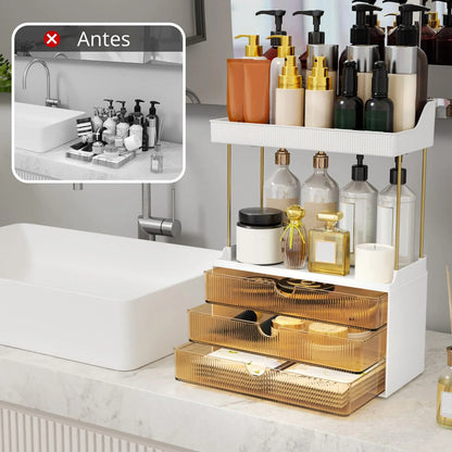 Organizador De Maquillaje 3 Cajones 5 Niveles Para Baño Ámbar