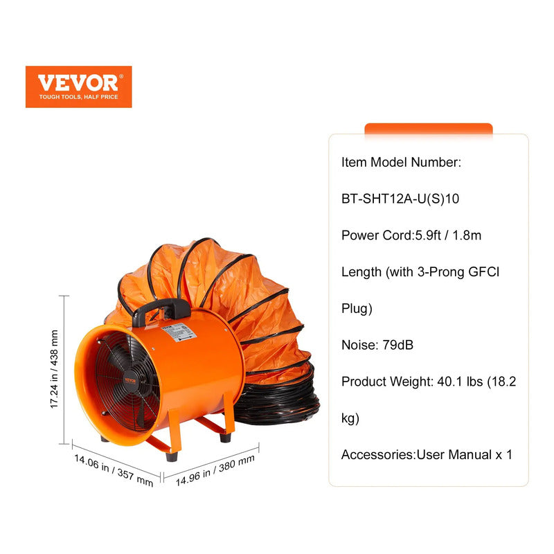 Ventilador Soplador Extractor Vevor 12 Pulgadas Ducto De 5m 110v