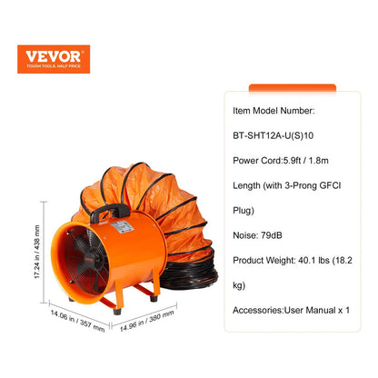 Ventilador Soplador Extractor Vevor 12 Pulgadas Ducto De 5m 110v