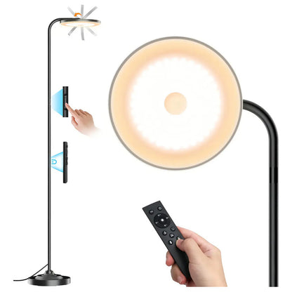 Lámpara De Pie Led Sibrille De 36w, Regulable Con Control Remoto Y Cabeza Giratoria Negro
