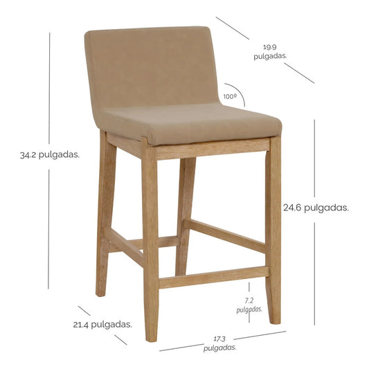 Taburete De Bar Moderno Con Respaldo Piel Sintética Marrón C Acabado De La Estructura Color Del Asiento