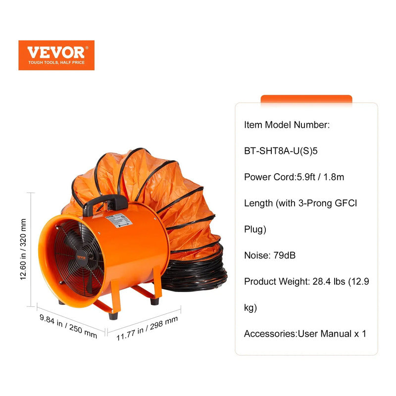 Ventilador Soplador Extractor Vevor 8 Pulgadas Ducto De 5m 110v