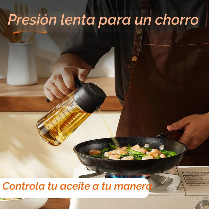 Pulverizador De Aceite De Oliva De Vidrio 470ml Con Tapa Aba Negro