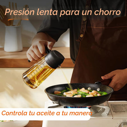 Pulverizador De Aceite De Oliva De Vidrio 470ml Con Tapa Aba Negro