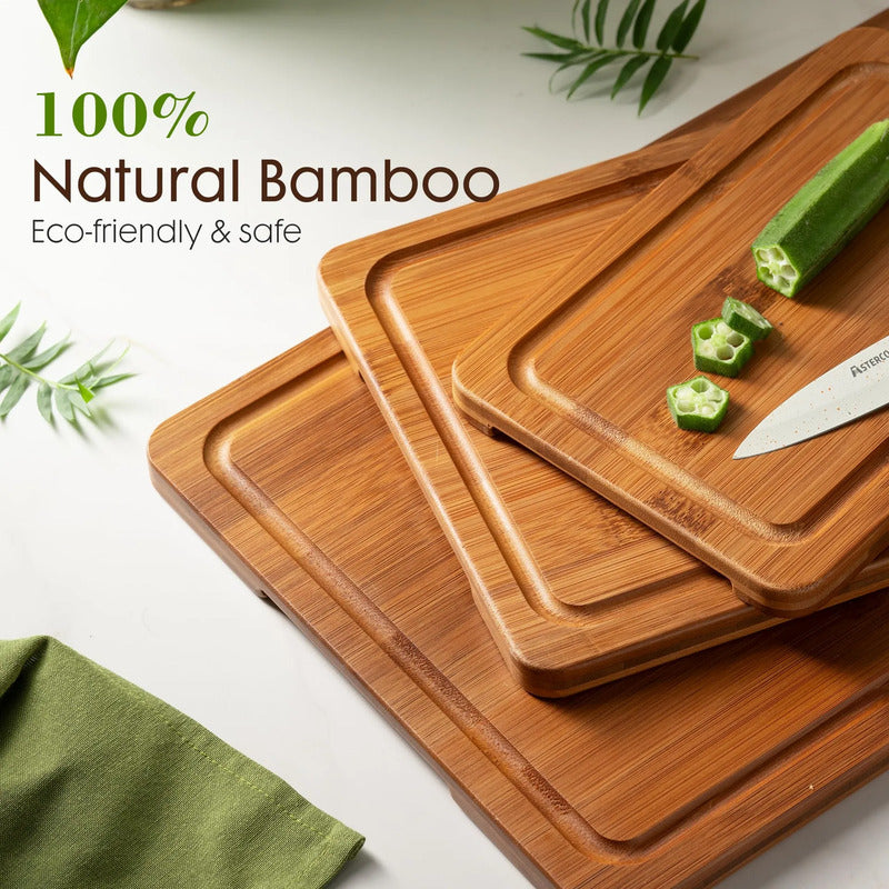 Juego De Tablas De Cortar De Bambú Con Soporte Y Ranuras Nombre Del Diseño Carbonized Bamboo