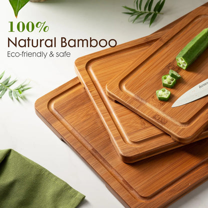 Juego De Tablas De Cortar De Bambú Con Soporte Y Ranuras Nombre Del Diseño Carbonized Bamboo