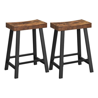 Juego De 2 Taburetes De Bar Industriales Altura 60 Cm Marrón Marrón Rústico