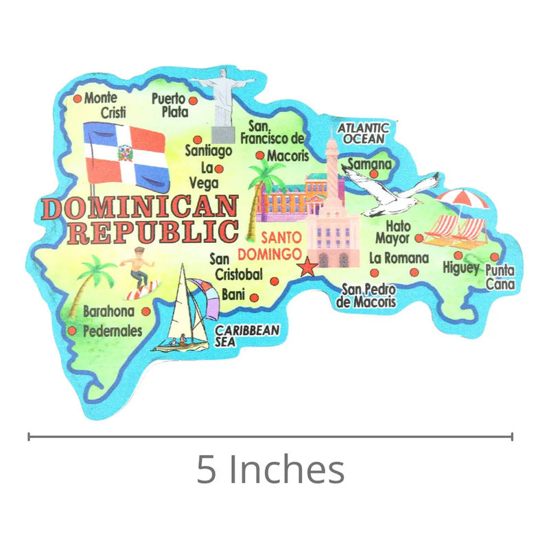 Imán En Forma De Mapa De República Dominicana, Recuerdo Y. Multicolor