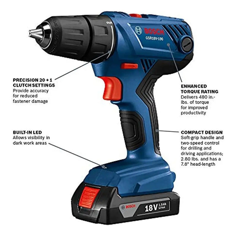 Taladro Atornillador Marca Bosch Compacto De 1/2puLG