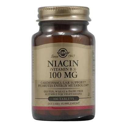 Niacina Vitamin B3 100 Mg 100 Tablets Solgar Sin Sabor