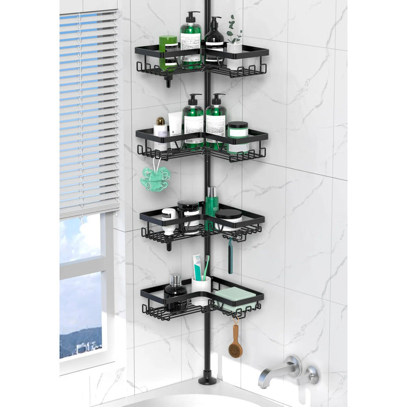 Organizador De Ducha Esquina Acero Inoxidable 4 Niveles Ajus Negro Oscuro