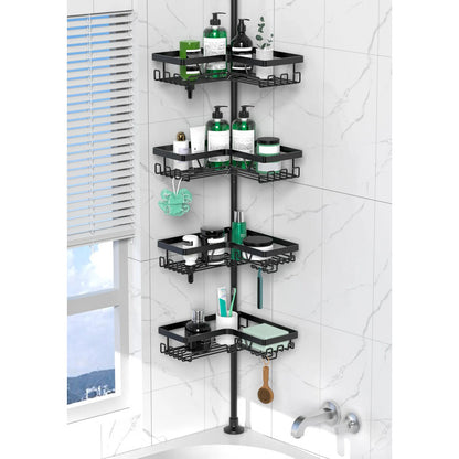 Organizador De Ducha Esquina Acero Inoxidable 4 Niveles Ajus Negro Oscuro