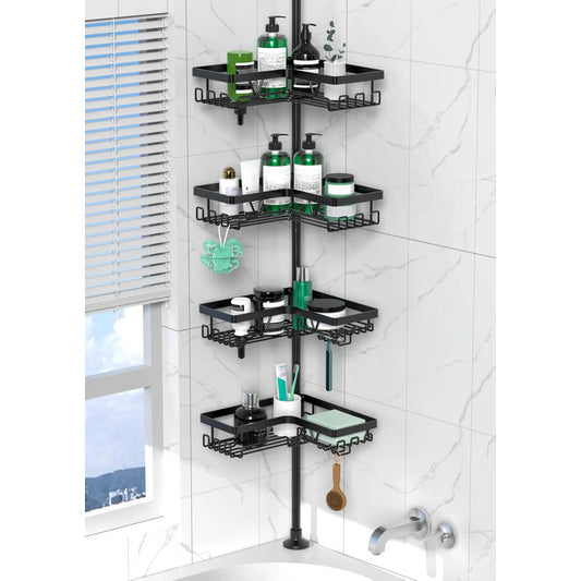 Organizador De Ducha Esquina Acero Inoxidable 4 Niveles Ajus Negro Oscuro