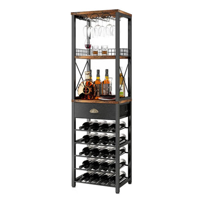 Estante De Vino Independiente 4 Niveles Con Soporte Para Cop