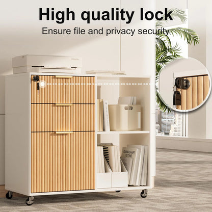 Móbile Archivador Lateral De Madera 3 Cajones Para Oficina Oak-white
