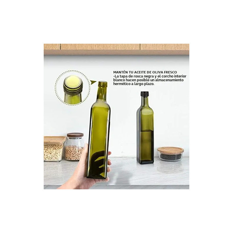 Botella De Vidrio 500 Ml Para Aceite Y Vinagre Con Vertedor