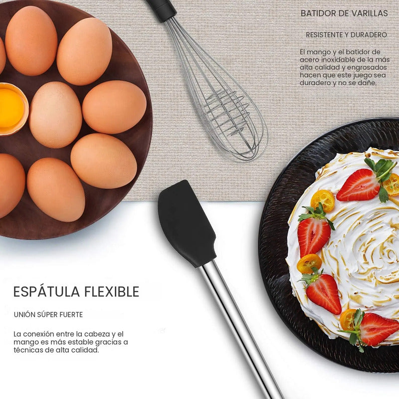 Juego De Utensilios De Cocina De Silicona 33 Piezas Antiadhe Negro
