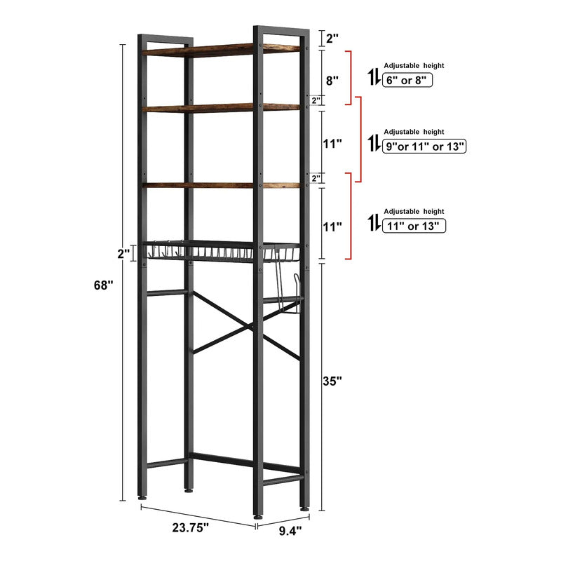 Estante Organizador De Baño 4 Niveles Ajustable Sobre Inodor