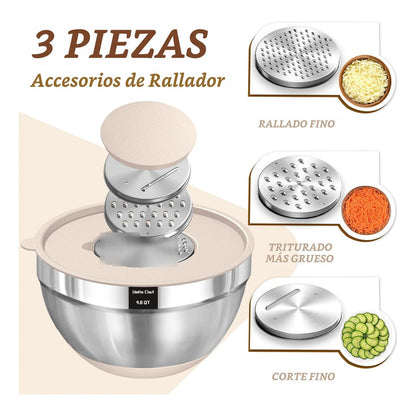 Juego De 8 Cuencos De Acero Inoxidable Con Tapas Herméticas Caqui