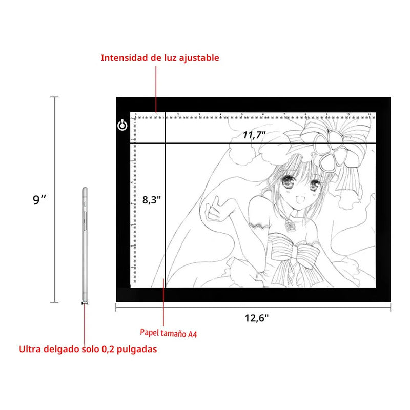 Caja De Luz Led A4 Portátil Para Dibujo Y Transferencias